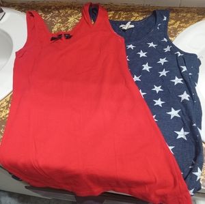 2 ladies tops red,blue with White stars size M, levis,cynthiarowley